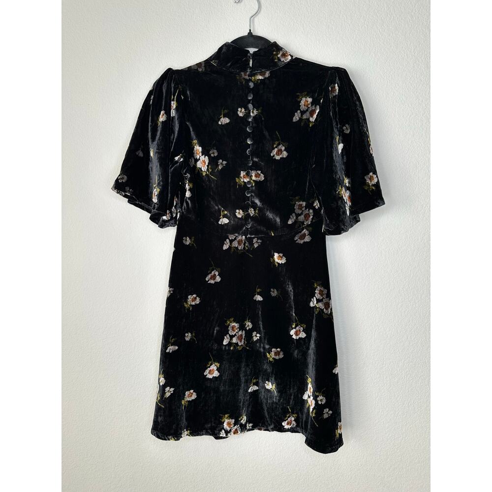 FREE PEOPLE Be My Baby Luxe Velvet Floral Mock Neck Vintage Mini Dress Size 2/XS - Picture 9 of 13